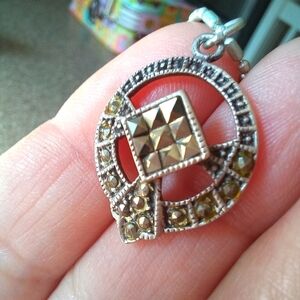 Vintage Marcasite  Silver Pendant "Ascending dove"